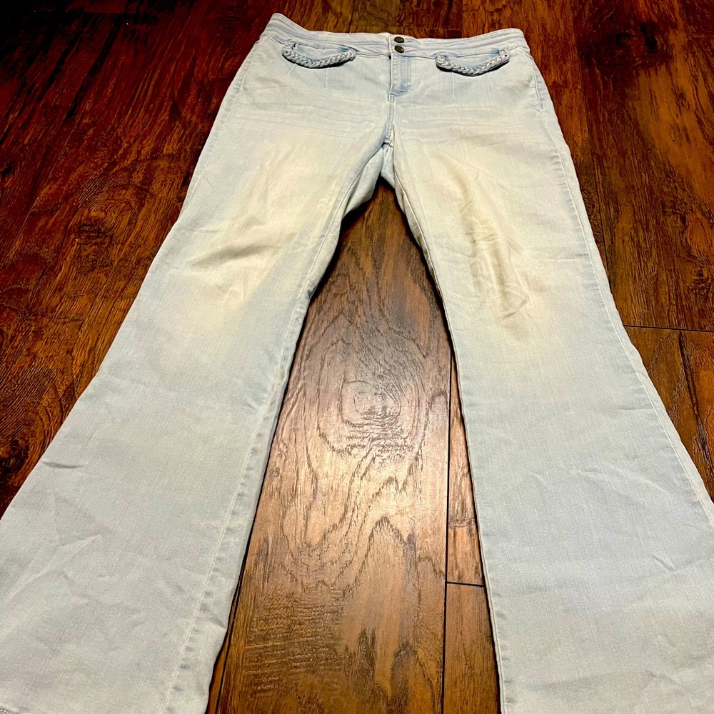soho white wash wide leg new york & co jeans sz 12